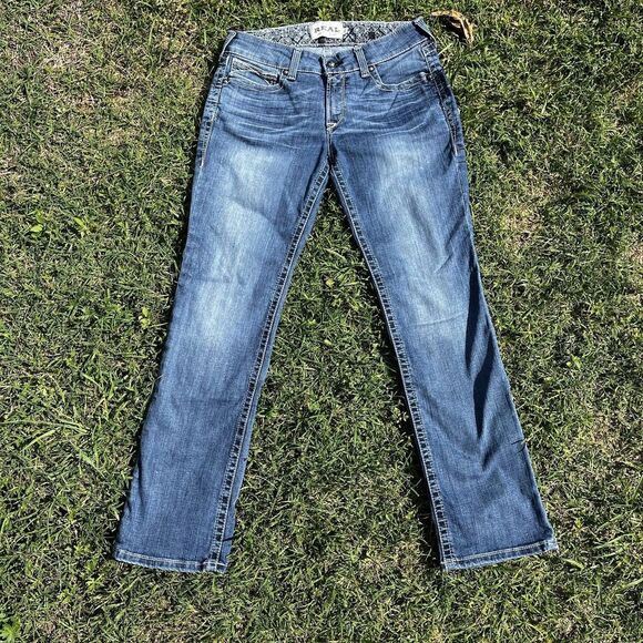 Ariat Denim - ARIAT WOMEN'S MID RISE ICON STACKABLE STRAIGHT STRETCH DENIM RIDING JEANS 31R